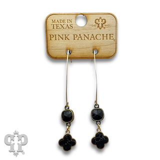 Petite clover charm long earring with Austrian crystal - last call