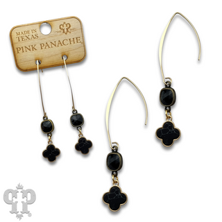 Petite clover charm long earring with Austrian crystal - last call