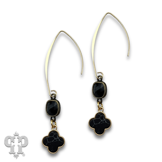 Petite clover charm long earring with Austrian crystal - last call