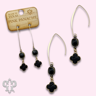 Petite clover charm long earring with Austrian crystal - last call