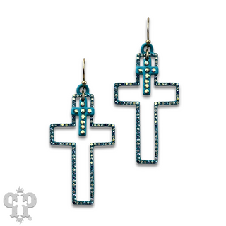 Double rhinestone cross earring - LC