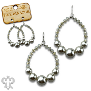 Acrylic pearl bead teardrop earring  - LC