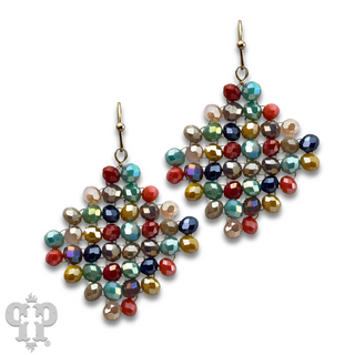 Faceted bead diamond shape earring with Austrian crystal - LC