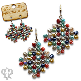 Faceted bead diamond shape earring with Austrian crystal - LC