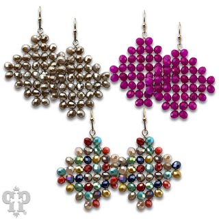 Faceted bead diamond shape earring with Austrian crystal - LC