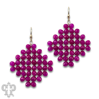 Faceted bead diamond shape earring with Austrian crystal - LC