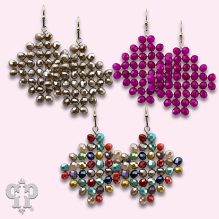 Faceted bead diamond shape earring with Austrian crystal - LC