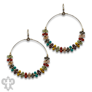 Seed bead wrapped circle earring - last call