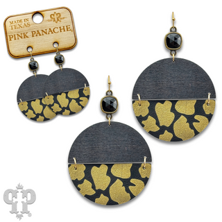 Linked animal print circle earring with Austrian crystal - last call
