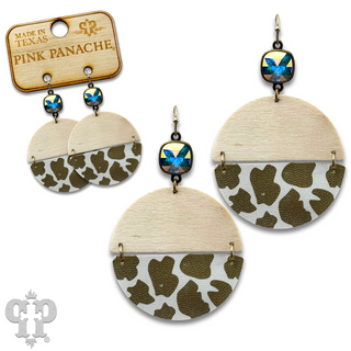 Linked animal print circle earring with Austrian crystal - last call