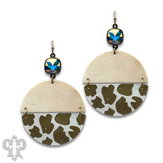 Linked animal print circle earring with Austrian crystal - last call