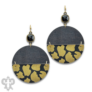 Linked animal print circle earring with Austrian crystal - last call