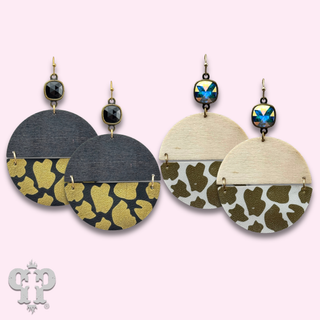 Linked animal print circle earring with Austrian crystal - last call