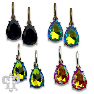 Rhinestone teardrop mini hoop earring - LC