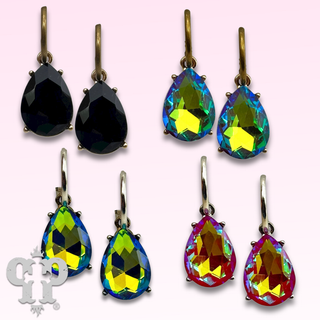 Rhinestone teardrop mini hoop earring - LC