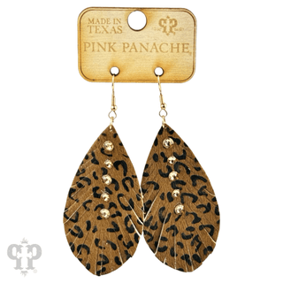 Leather animal print teardrop earring, Austrian crystals - LC - Boutique Bella BellaEarrings