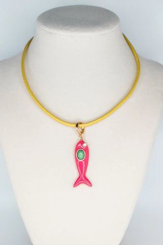 Leather Fish Necklace - Boutique Bella BellaNecklace