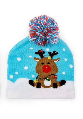 LED Reindeer Pom Beanie - Boutique Bella BellaBeanie