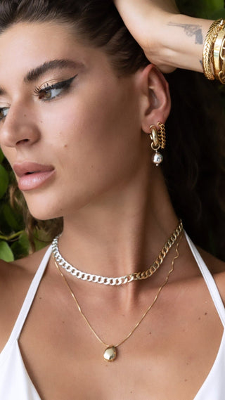 Leila Link Necklace -Two Tone - Boutique Bella Bella