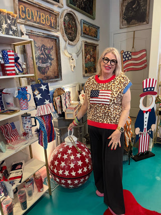 Leopard & Liberty Sequin Flag Top - Boutique Bella BellaSweater
