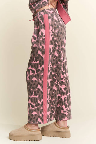 Leopard Print Solid Stripe Wide Leg Bottoms - Boutique Bella BellaPants