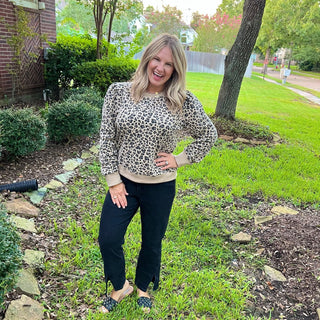 Leopard Puff Sleeve Sweatshirt - Boutique Bella BellaSweatshirt