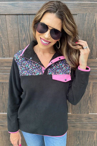 Lesly Floral Fleece Pullover - Boutique Bella Bellapullover