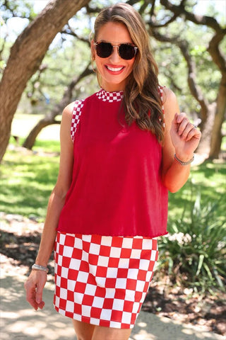 Let's Go Checkered Skort - Red - Boutique Bella BellaSkort