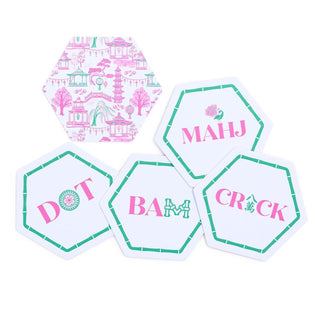 Let's Mahj Set of 24 Heavyweight Paper Coasters - Boutique Bella Bellapaper ocasters