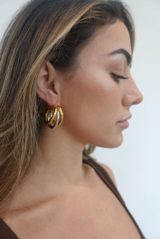 Lexi Tri Hoop - Two Tone - Boutique Bella BellaEarrings