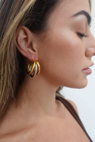 Lexi Tri Hoop - Two Tone - Boutique Bella BellaEarrings
