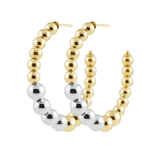 Lia Two Tone Beaded Hoop - Boutique Bella BellaEarring