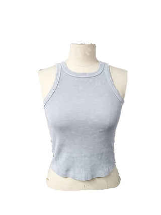 Light Blue Acid Wash Tank Top - Boutique Bella BellaTops