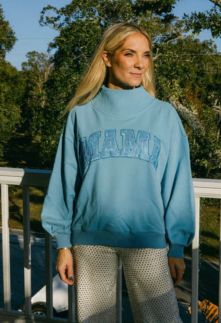 Light Blue 'Mama' Mock Neck Sweatshirt - Boutique Bella Bella