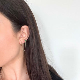Lilou Emerald Chain Drop Earring - Boutique Bella BellaEarrings