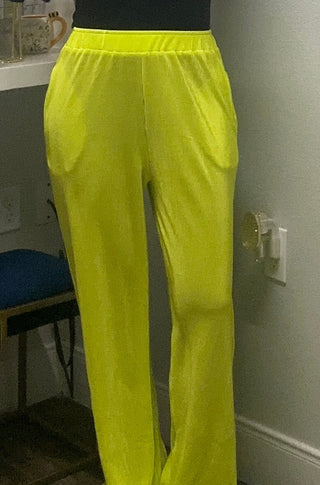 Lime Pleat Ease Wide - Leg Pants - Boutique Bella BellaPants