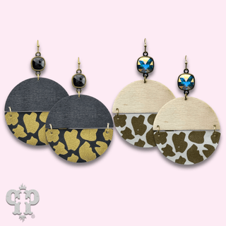 Linked animal print circle earring with Austrian crystal - last call - Boutique Bella BellaEarrings