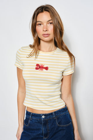 Lobster Beaded Tee - Boutique Bella BellaT-Shirt