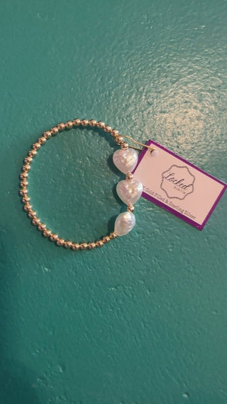 Locked by Lula & Lee 3 Heart Pearl Bracelet - Boutique Bella BellaBracelets