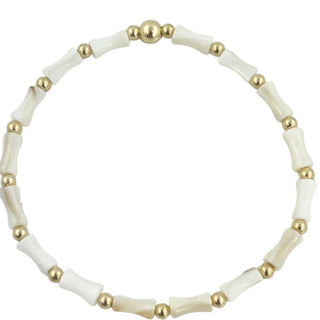 Locked by Lula 'n' Lee - Bamboo - White & Gold Filled - Boutique Bella BellaBracelets