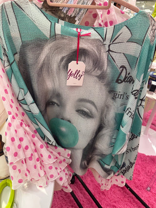 Loowie Blue Bubble Gum V - Neck Knit Printed Sweater - Boutique Bella BellaSweater