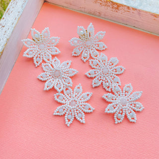 Lotto Trio Flowers White Earrings - Boutique Bella BellaEARRINGS