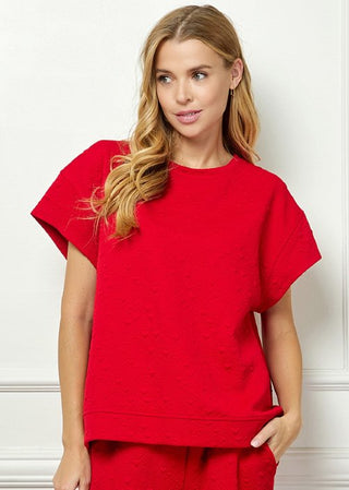 Love and Heart Textured Top - Boutique Bella BellaTops