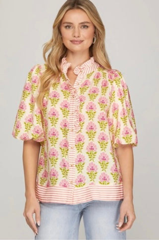 Love in Bloom Ruffle Blouse - Boutique Bella BellaBlouse