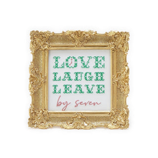 Love Laugh Leave by Seven Embroidered Cross Stitch Framed Wall Art - Boutique Bella BellaWall Art