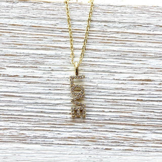 Love necklace dainty jewelry crystal gold word necklace - Boutique Bella BellaNecklace
