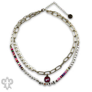 LOVE word multi-color necklace, Austrian crystal - LC - Boutique Bella BellaNecklaces
