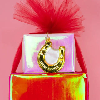 Lucky Fucker - Horseshoe Glass Ornament - Boutique Bella Bellaornament