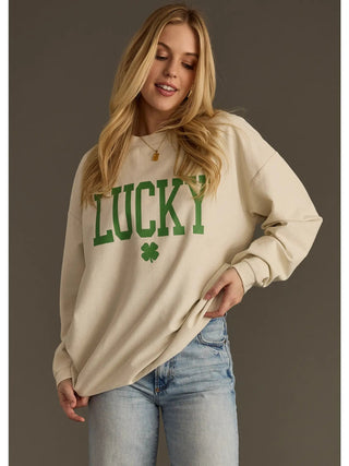 Lucky Ribbed Sweatshirt - Boutique Bella BellaSweatshirt