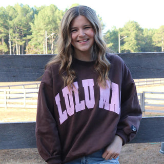 Lulu Mac Brown Sweatshirt with Light Pink - Boutique Bella BellaSweatshirt